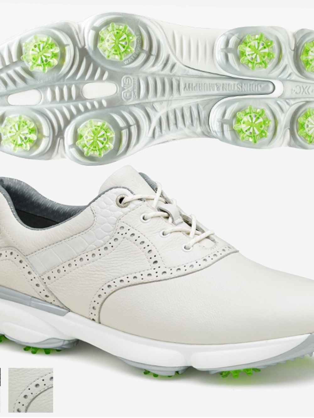 Johnston & Murphy White and Light Gray Men's Golf Sneakers